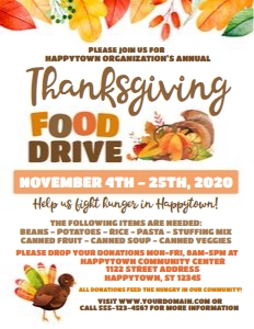 thanksgiving FOOD DRIVE fundraiser design preview