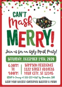 can't mask merry-ugly mask invite-red design preview