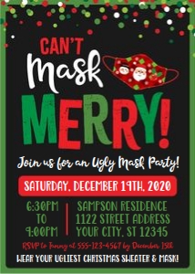 can't mask merry-ugly mask invite-green design preview
