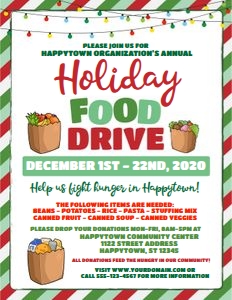 holiday food drive stripes and lights design preview