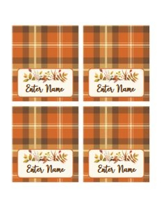 thanksgiving-plaid and floral-placecards design preview