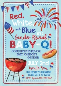 Red White and Blue Gender Reveal BabyQ design preview