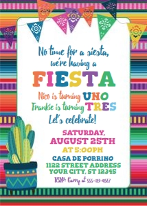 joint birthday fiesta serape invite w banner-cactus-bluepot design preview
