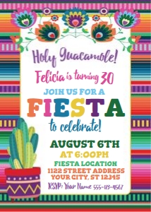 30th birtday fiesta serape invite w cactus design preview