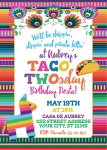 fiesta serape invite w pinata and taco-floral-chippin dippin design preview