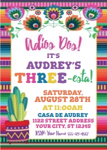three-esta serape invite w cactus-floral-adios dos design preview