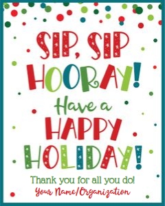 sip sip hooray have a happy holiday-confetti-sign design preview