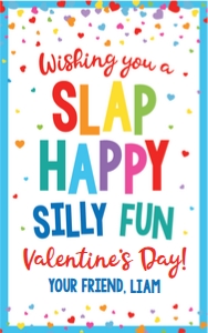 valentine-slap happy-rainbow hearts-white-blue design preview