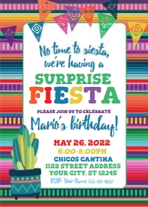 surprise birthday fiesta serape invite w cactus design preview