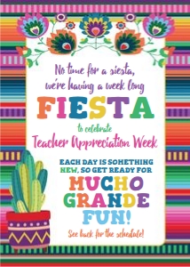 fiesta teacher appreciation week invite and schedule-serape-cactus design preview