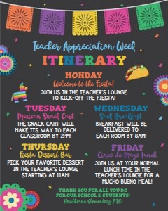 appreciation week sign-itinerary-paper fans-chlk-corjl design preview