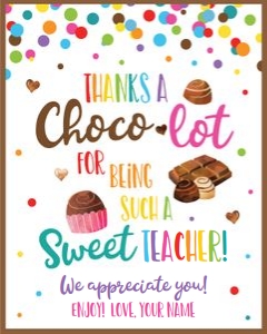 choclot sweet teacher-rainbow confetti-sign design preview