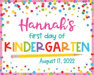first day of school sign-confetti-white-simple design preview