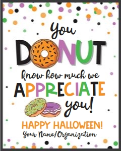 donut know-appreciate-halloween-colorful-sign design preview