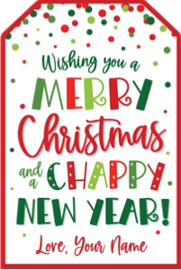 merry christmas and chappy new year tag design preview