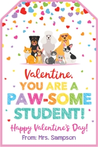 valentine-pawsome STUDENT-dogs and cats-white-pink-single design preview