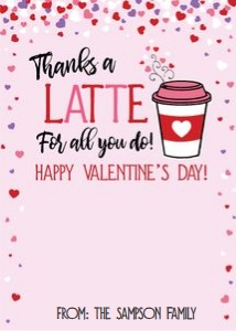 valentines gift card holder-thanks a latte-pink-purple design preview