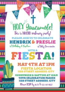 fiesta baptism and 1st communion invite design preview
