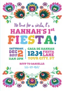 fiesta floral first birthday invite-editable design preview