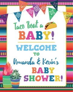 fiesta baby shower-serape banners succulents-editable design preview
