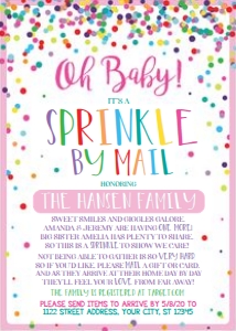 oh baby sprinkle by mail-rainbow-pink-editable design preview