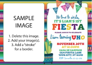 1st birthday fiesta serape invite w cactus AND pic-red-editable design preview
