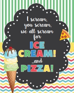 ice cream-pizza-bluegreen-editable party files design preview