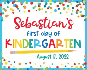 first day of school sign-confetti-white-BLUE-simple design preview
