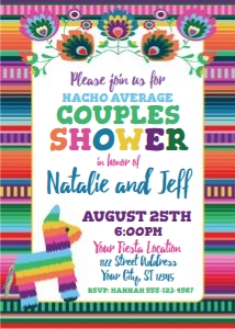 couples shower fiesta serape invite w pinata-nacho average-floral-editable design preview