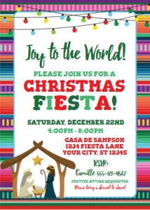 fiesta christmas invite-serape-nativity-editable-5x7: fiesta christmas invite-serape-nativity-editable