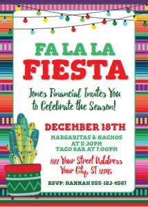 fiesta holiday invite-fa la la-serape-cactus design preview