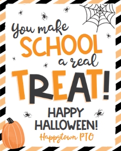 school a real treat-orange black stripe-sign design preview