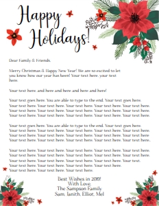 holiday newsletter-simple-poinsettia-editable design preview