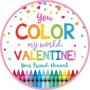 valentine-you color my world-rainbow crayons-white-round design preview