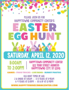 egg hunt-white-egg confetti-bunnies-bright design preview