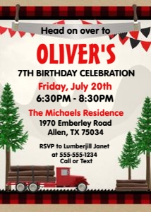 Invitation Lumberjack Theme design preview