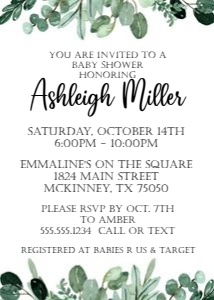 Invitation Greenery Theme design preview