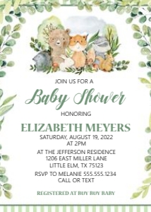 Baby Forest Woodland Animals Invitation: Invitation Baby Forest Woodland Animals