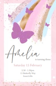 Lge Vistaprint size: Flutterby Dreams Invitations