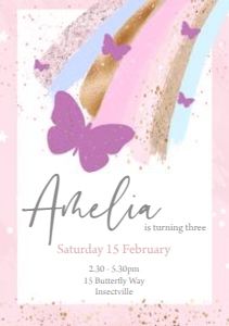 A5 Invitation size: Flutterby Dreams Invitations