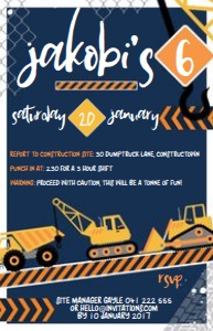 Reg Vistaprint size: Construction Crew Invitations