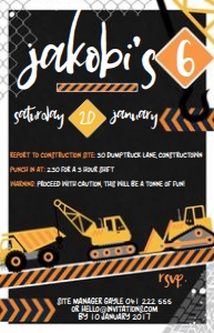 Lge Vistaprint size: Construction Crew Invitations