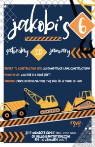 Lge Vistaprint size: Construction Crew Invitations