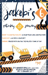 Lge Vistaprint size: Construction Crew Invitations
