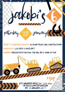 A6 Invitation size: Construction Crew Invitations