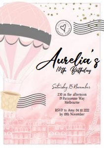 A5 Invitation size: Flying High Invitations