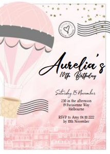 5x7 Inch Invitation size: Flying High Invitations