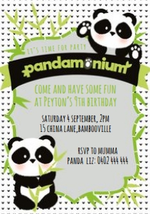 A5 Invitation size: Pandamonium Invitations