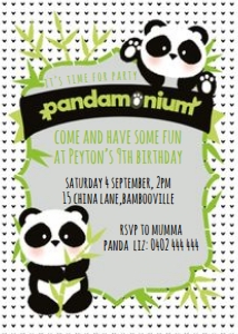 5x7 Inch Invitation size: Pandamonium Invitations