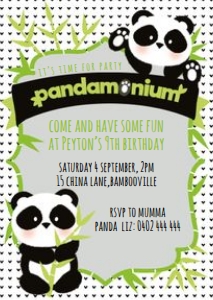 A6 Invitation size: Pandamonium Invitations